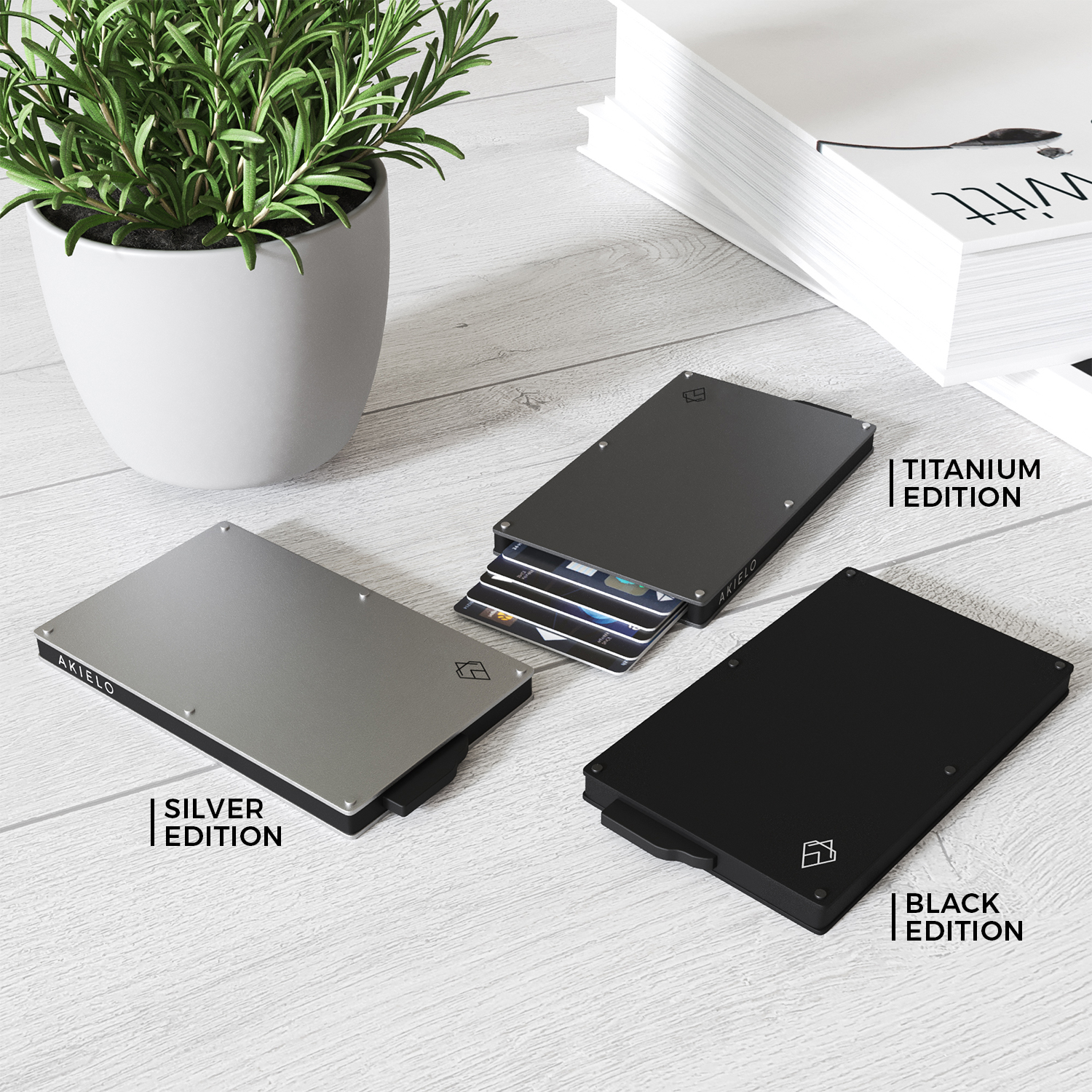 Black Grey Silver Titanium RFID blocking credit card holder wallet pop up GQ Wallet